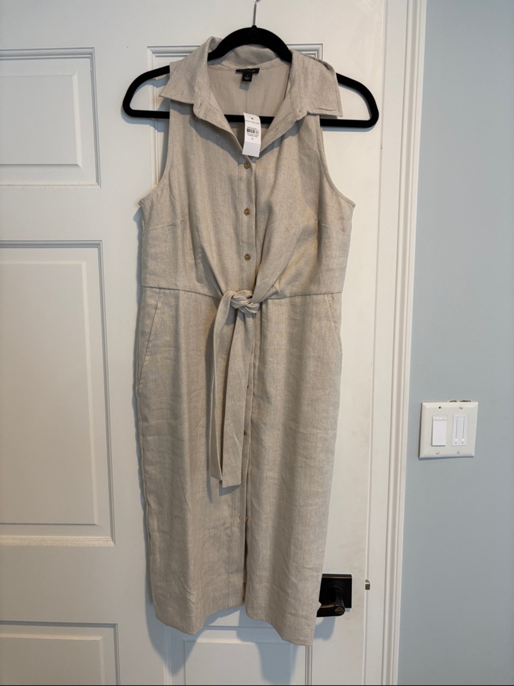 Ann Taylor Neutral Beige Collared Sleeveless Dress